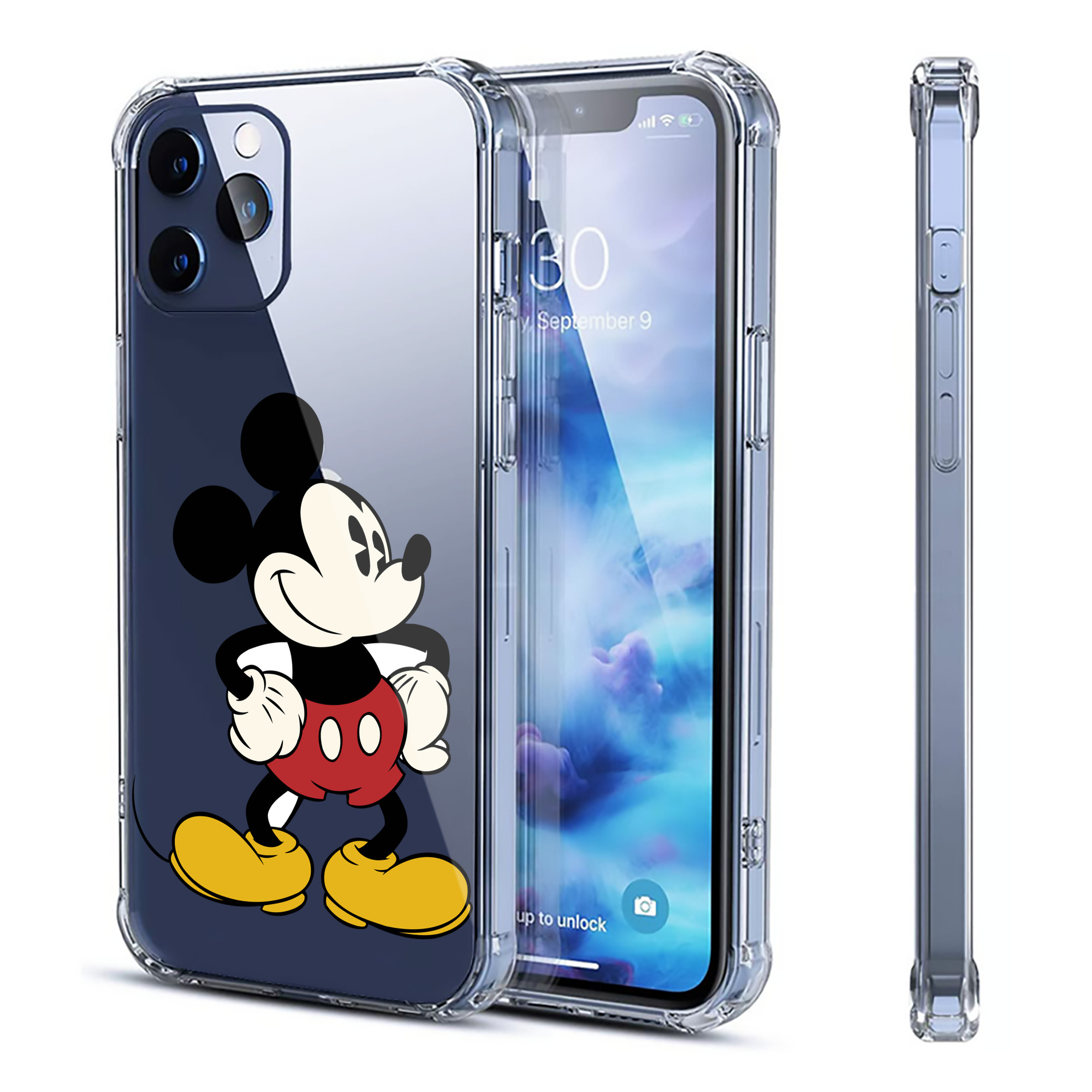 （画像用） ミッキーマウス Mickey Mouse 【iPhone 12シリーズ対応】透明スマホケース（クリアソフトケース）
